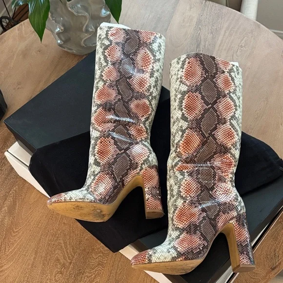 LPA Knee-High Greta Boots in Multi Snake Print - Picture 4 of 4